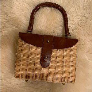 Vintage Woven Straw Basket Bag